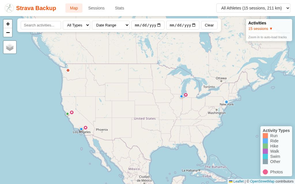 Map view with activity markers