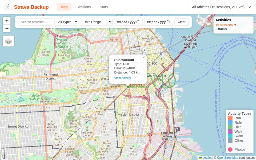 Activity popup with details